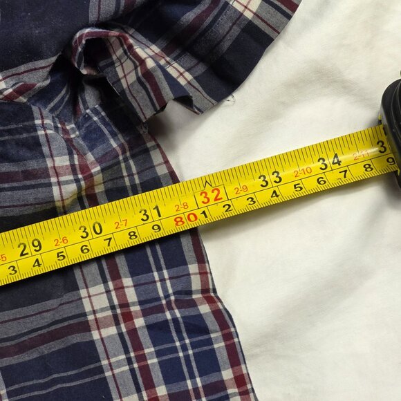 HB Mens Size 4XL Blue Red Plaid Short Sleeve Button Down Shirt Casual Wear - Picture 9 of 11